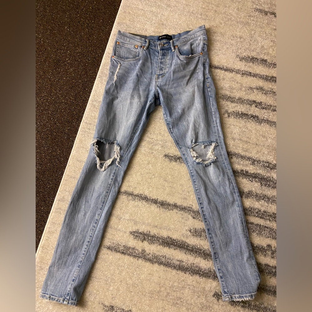 Purple Jeans. Dropped fit midrise with slim leg. Size 30
